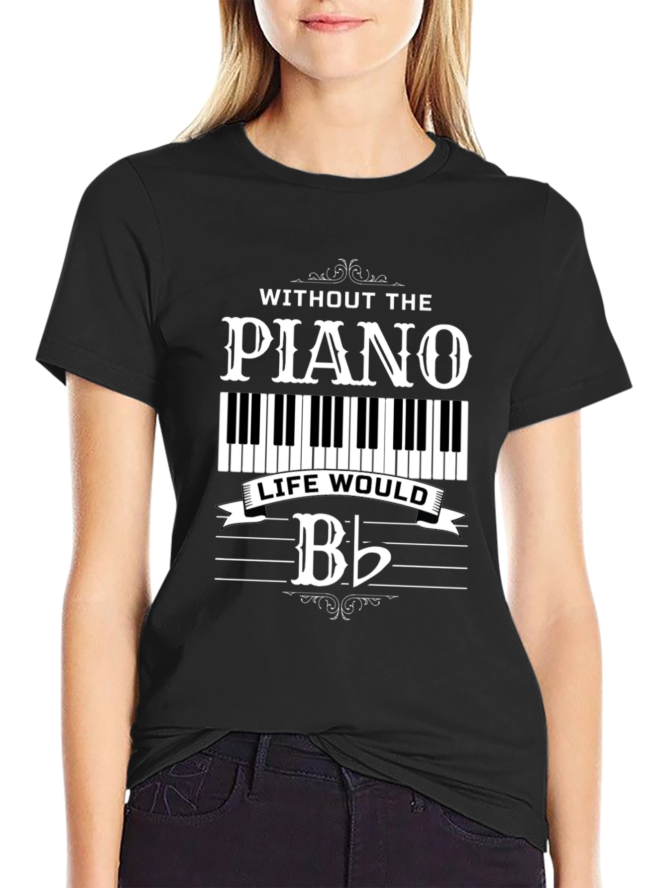 Piano Music Lover Black T-Shirt