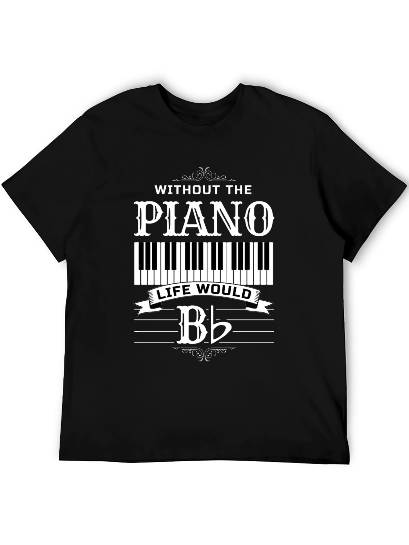 Piano Music Lover Black T-Shirt