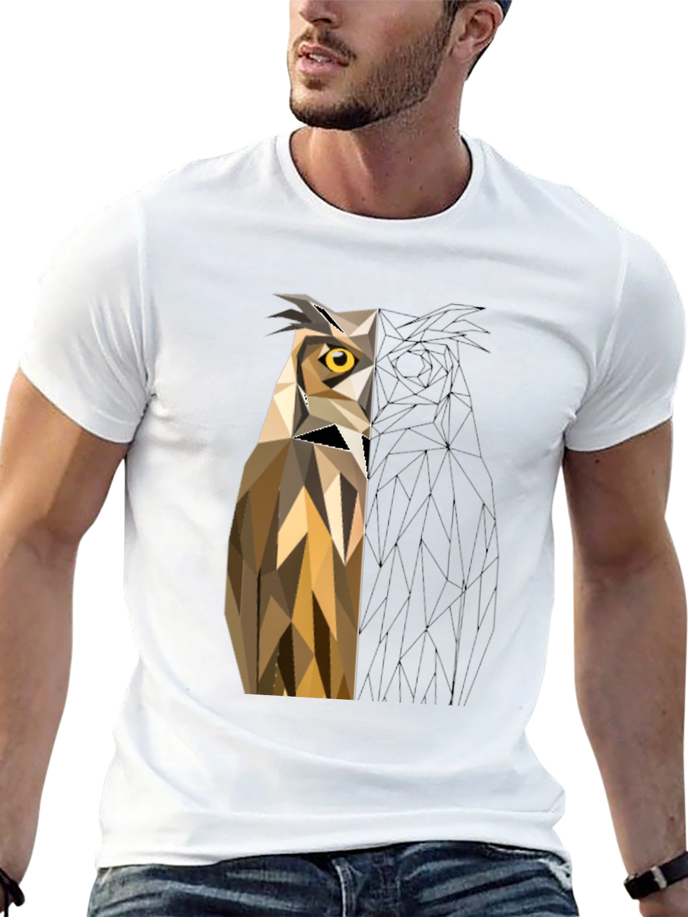 Geometric Owl T-Shirt - Modern Art Tee