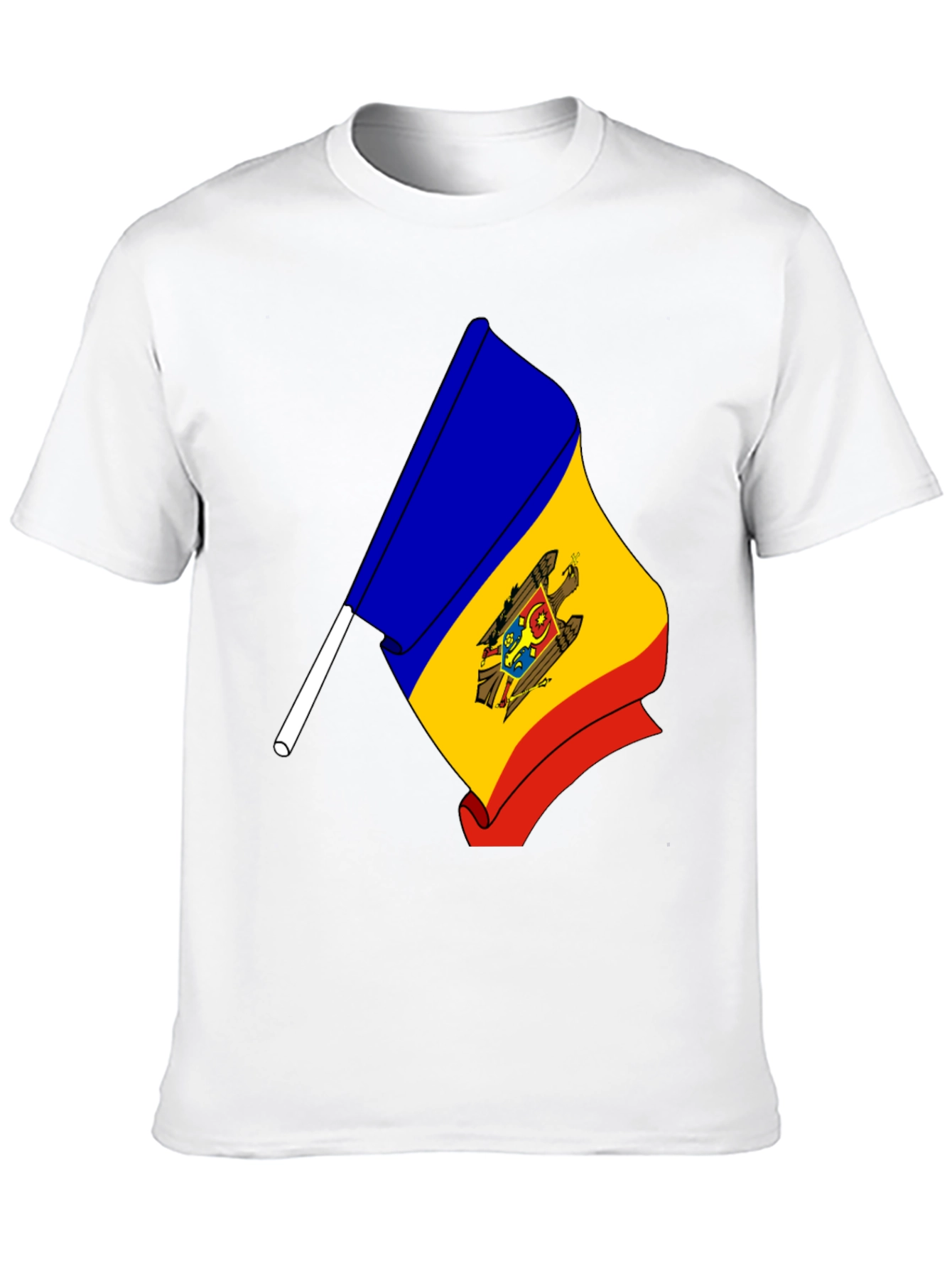 Moldova Flag Graphic Print Black T-Shirt