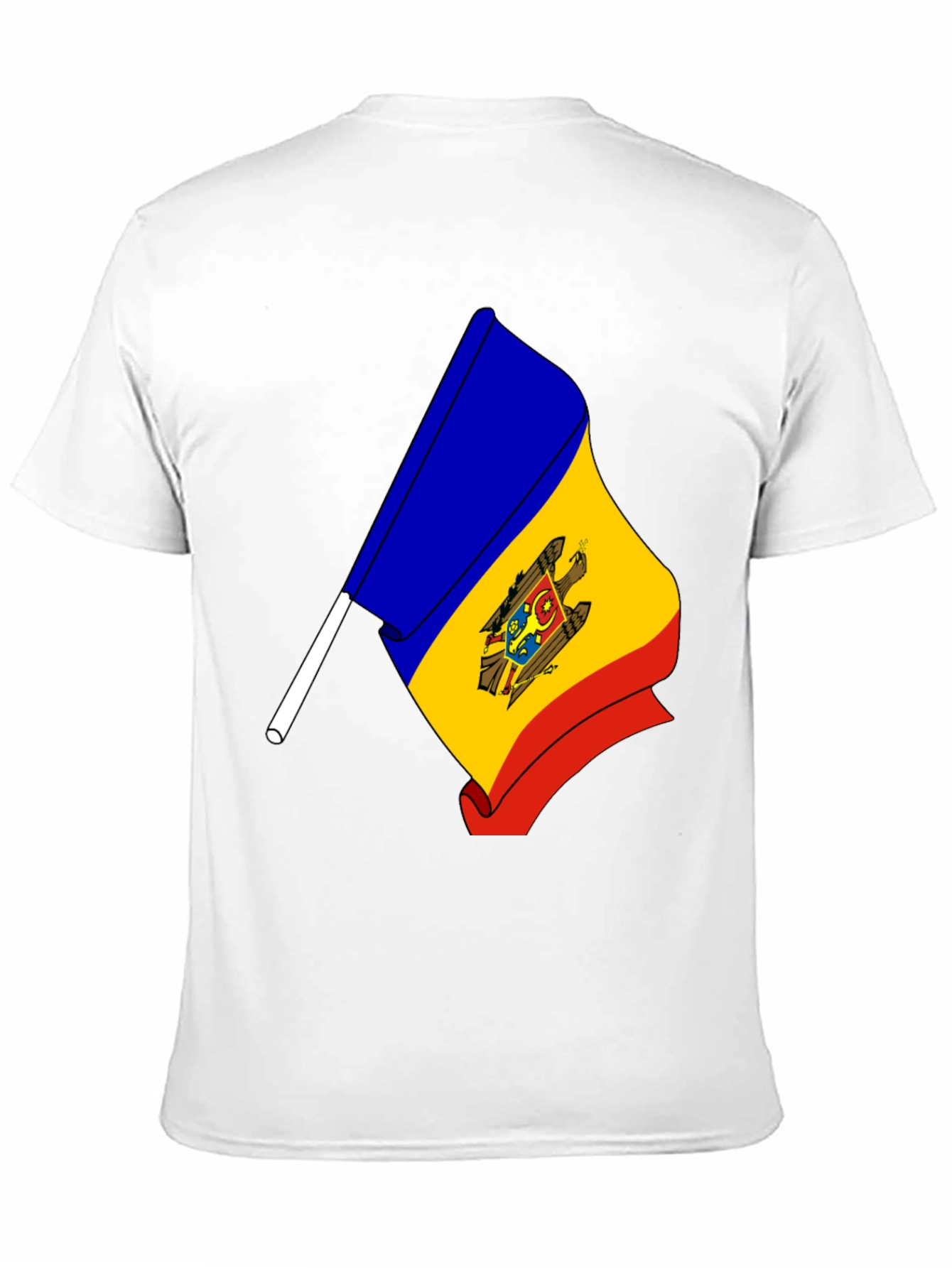 Moldova Flag Graphic Print Black T-Shirt