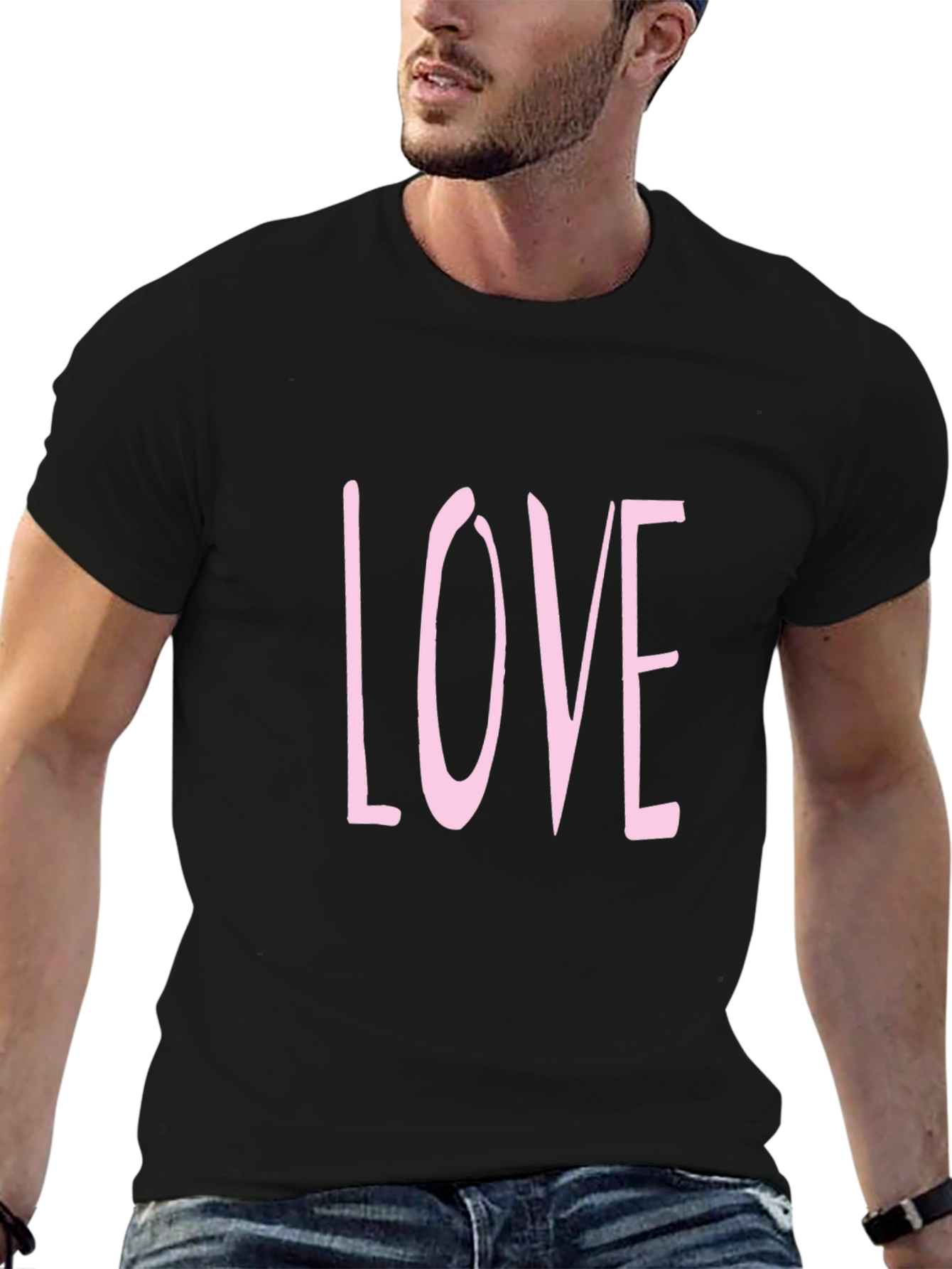 Mens Black LOVE Graphic Tee