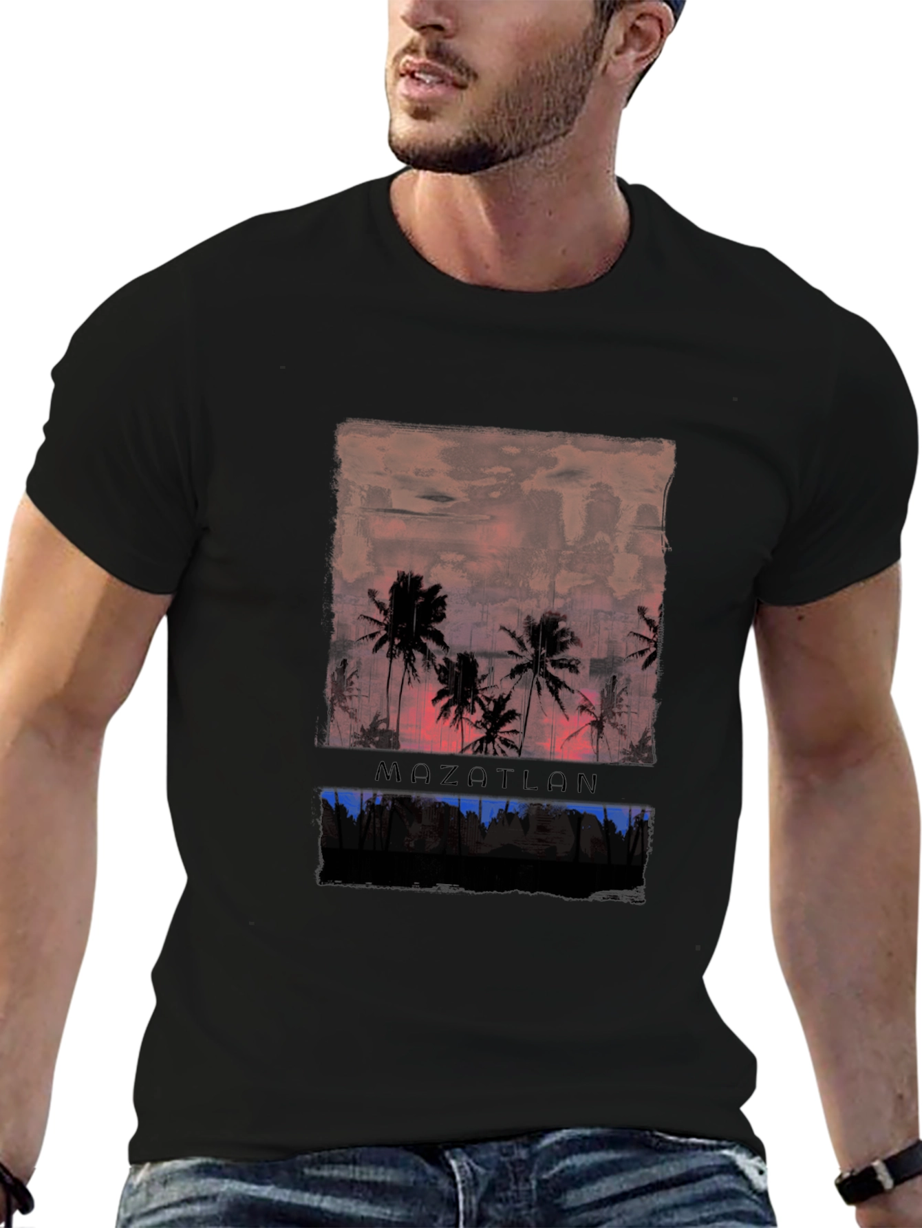 Mazatlan Palm Sunset Graphic T-Shirt