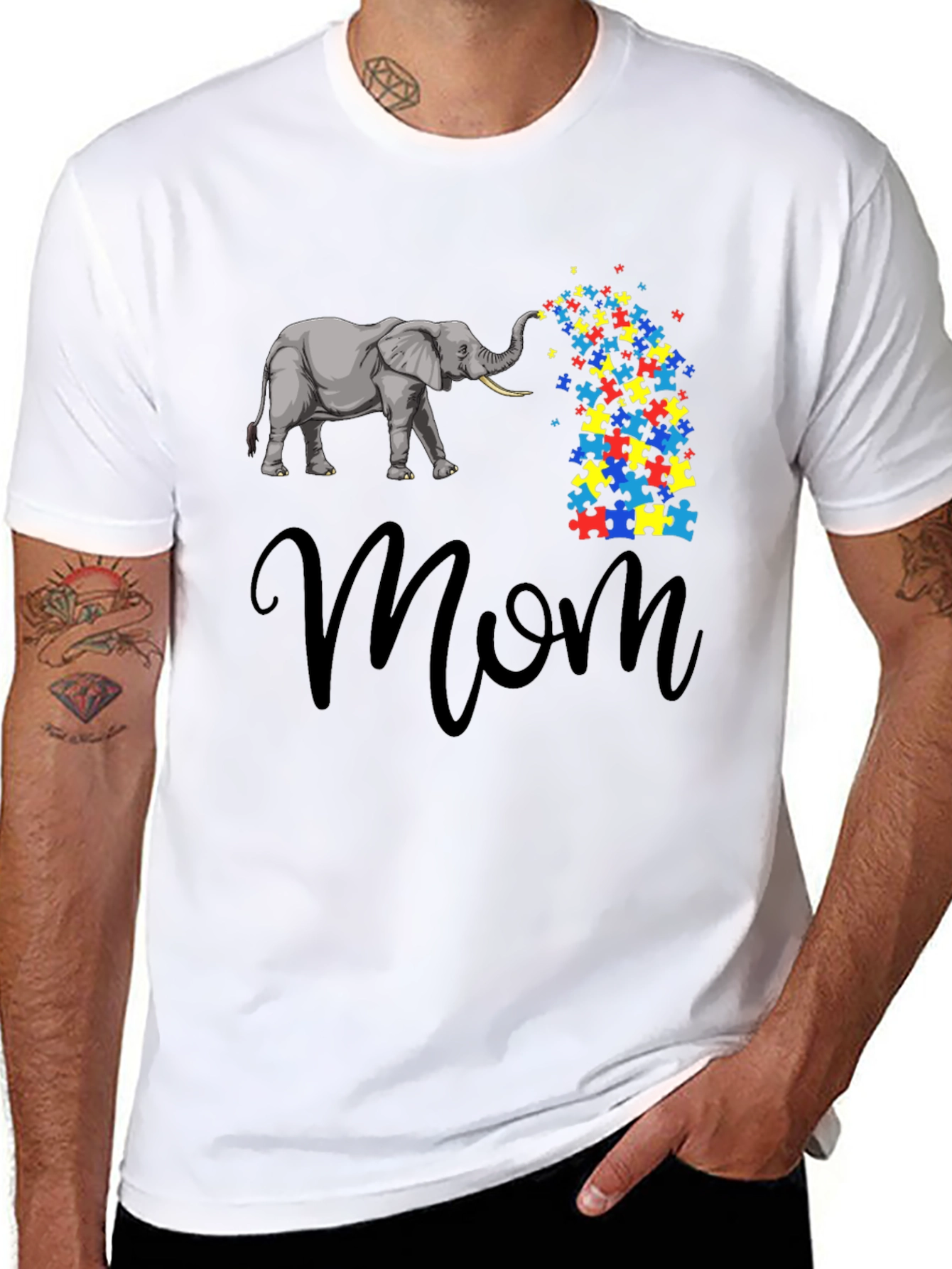 Autism Awareness Elephant Mom T-Shirt