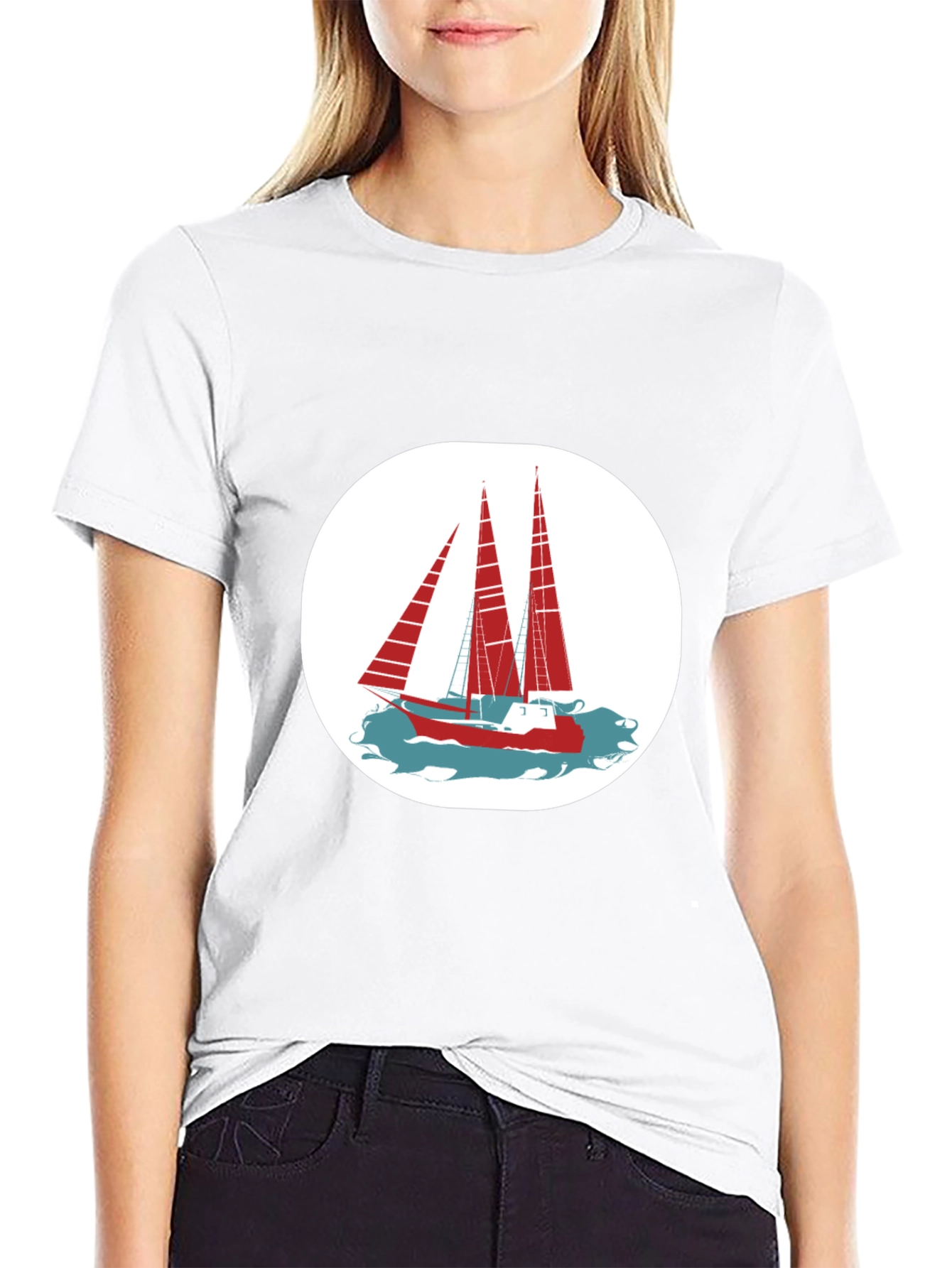 Nautical Sailboat Graphic Tee - Classic Black Cotton Shirt