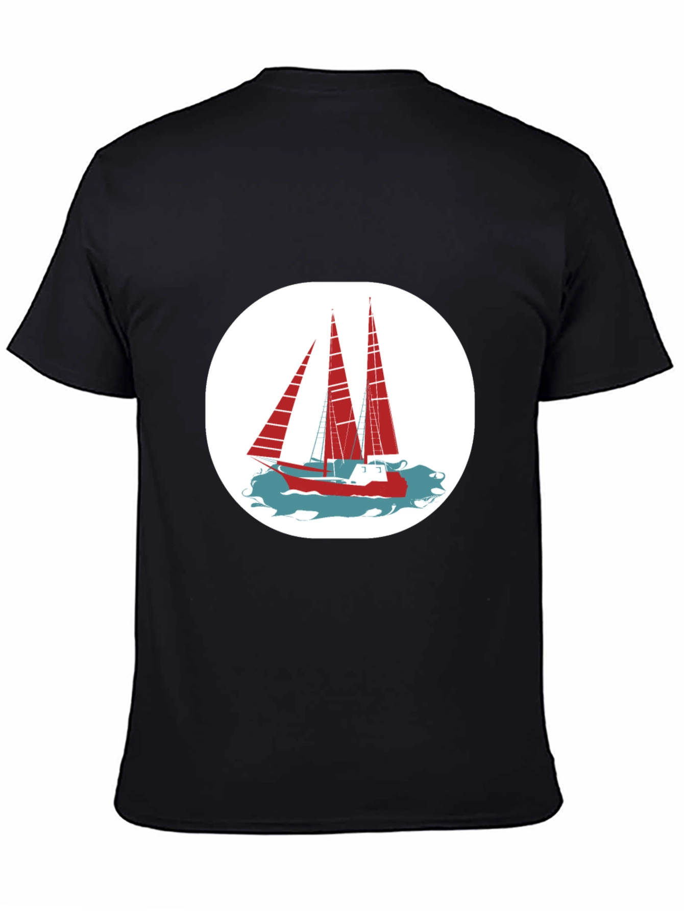 Nautical Sailboat Graphic Tee - Classic Black Cotton Shirt