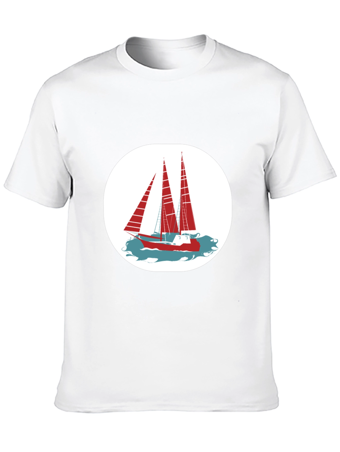 Nautical Sailboat Graphic Tee - Classic Black Cotton Shirt