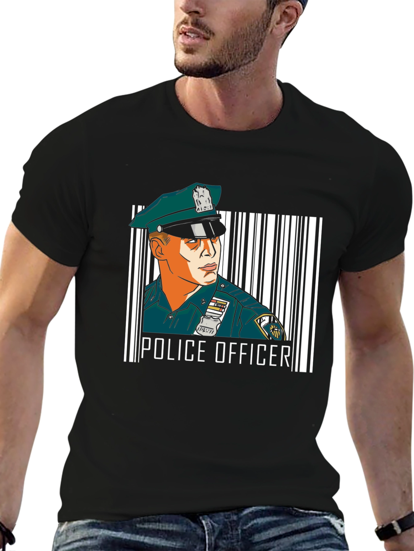 Police Officer Graphic T-Shirt - Cool Uniform Design