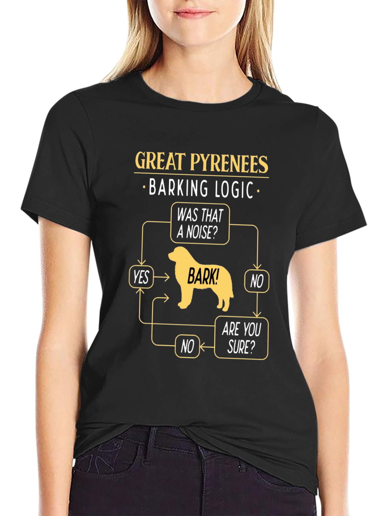 Great Pyrenees Barking Logic Black T-Shirt