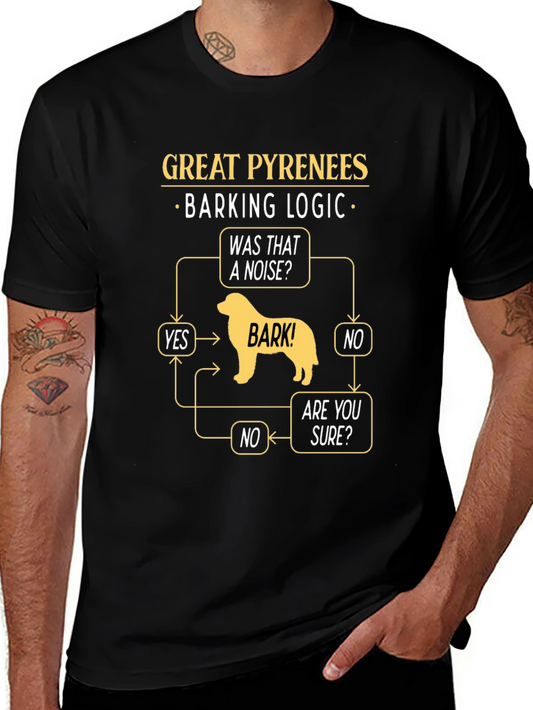 Great Pyrenees Barking Logic Black T-Shirt