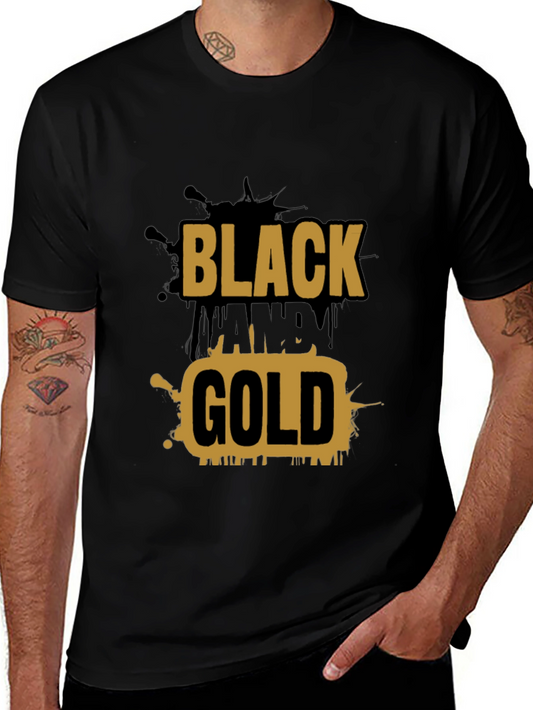 Black and Gold Graphic Tee - Stylish Mens T-Shirt