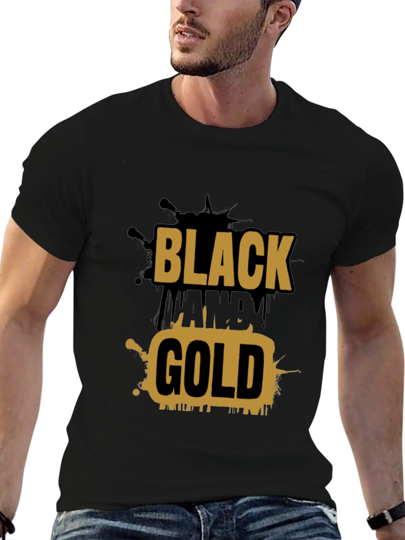 Black and Gold Graphic Tee - Stylish Mens T-Shirt