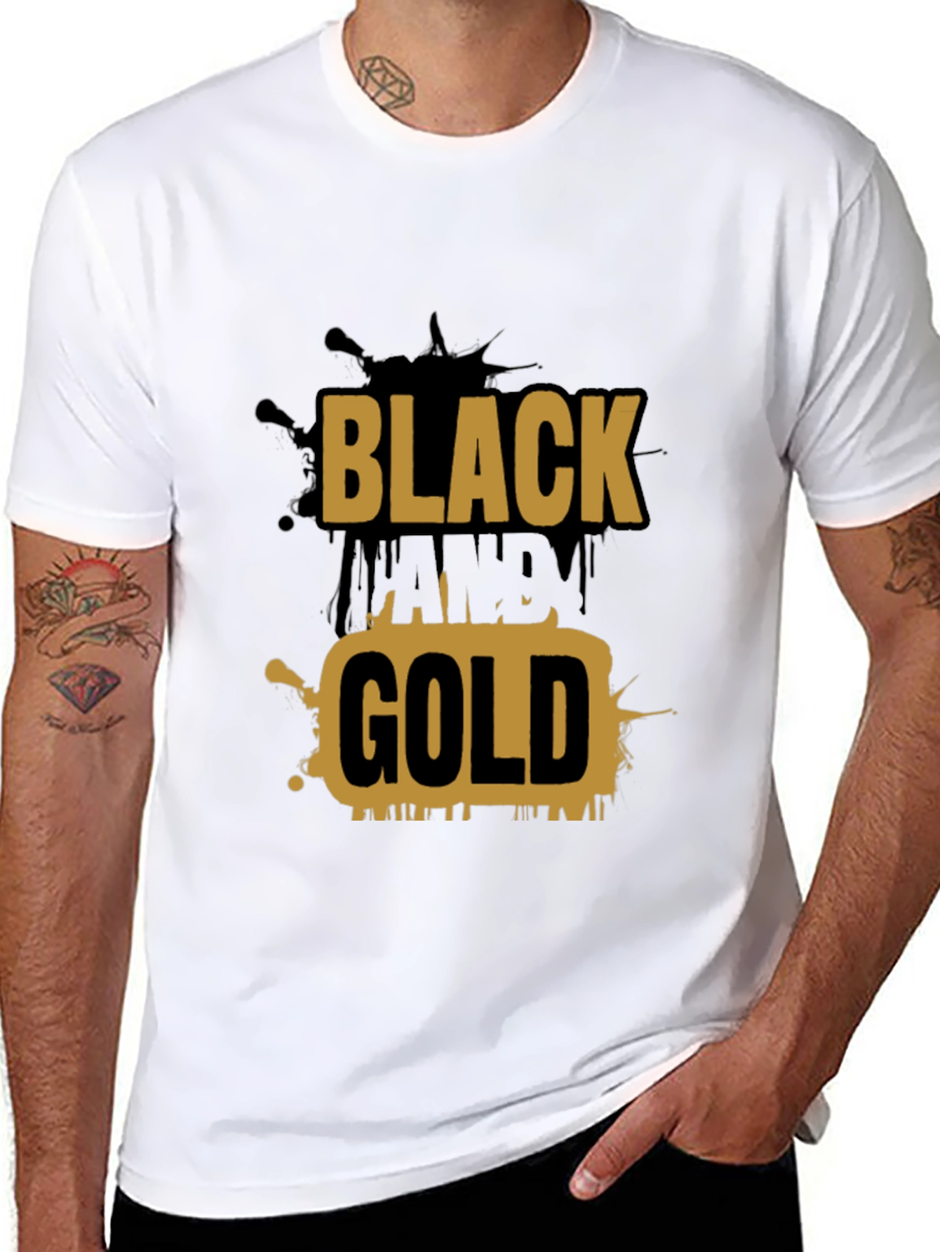 Black and Gold Graphic Tee - Stylish Mens T-Shirt