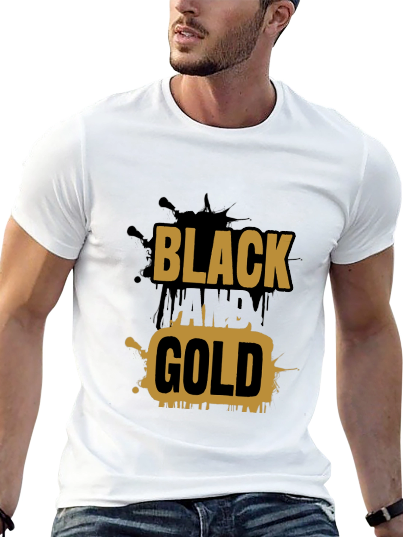 Black and Gold Graphic Tee - Stylish Mens T-Shirt