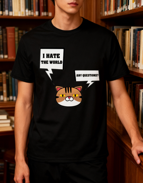 'Grumpy Cat Attitude' Graphic Tee - I HATE THE WORLD