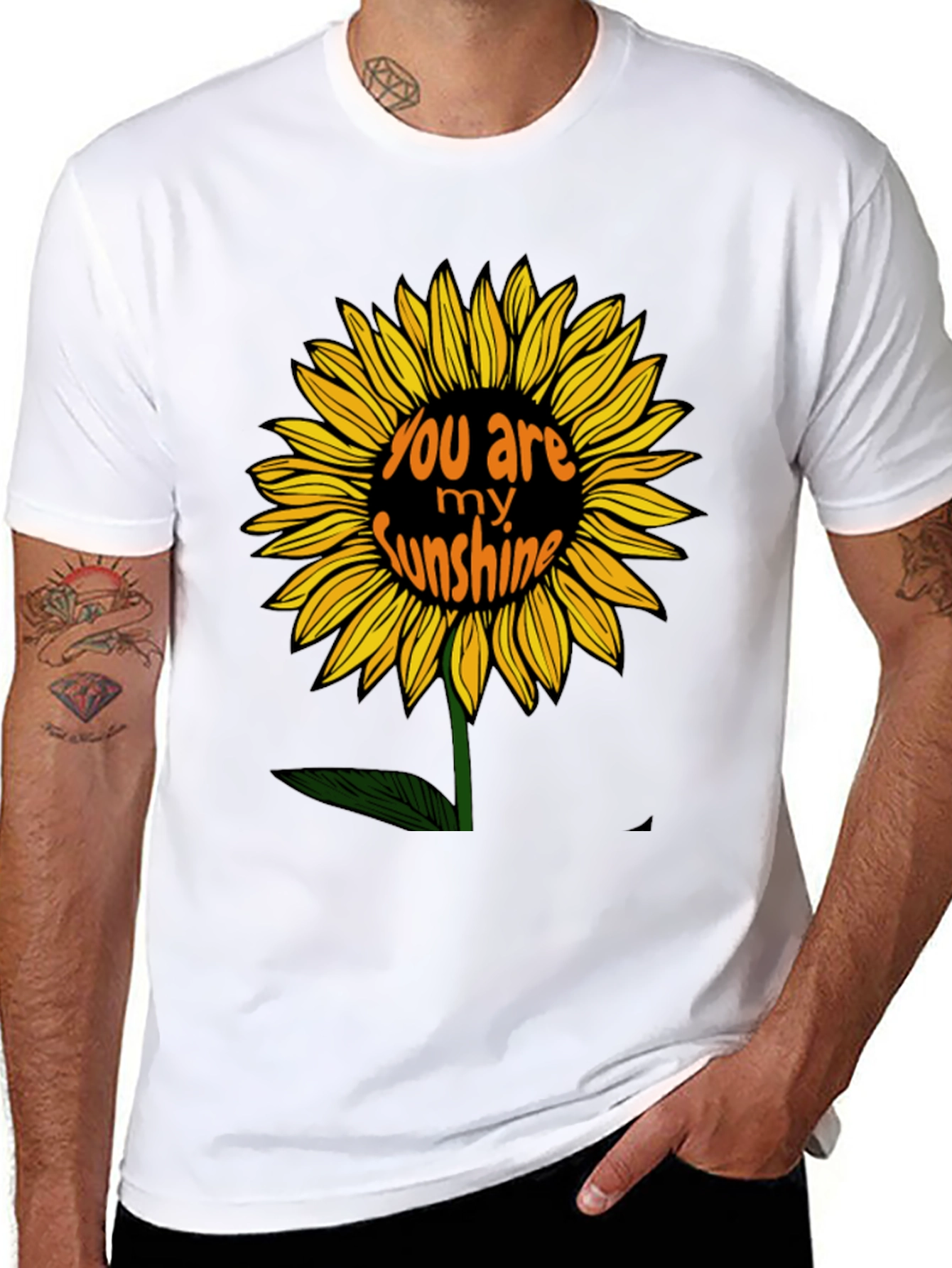 You Are My Sunshine Sunflower Black Graphic T-Shirt