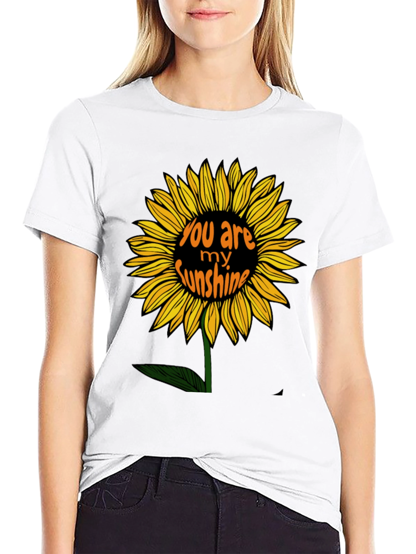 You Are My Sunshine Sunflower Black Graphic T-Shirt