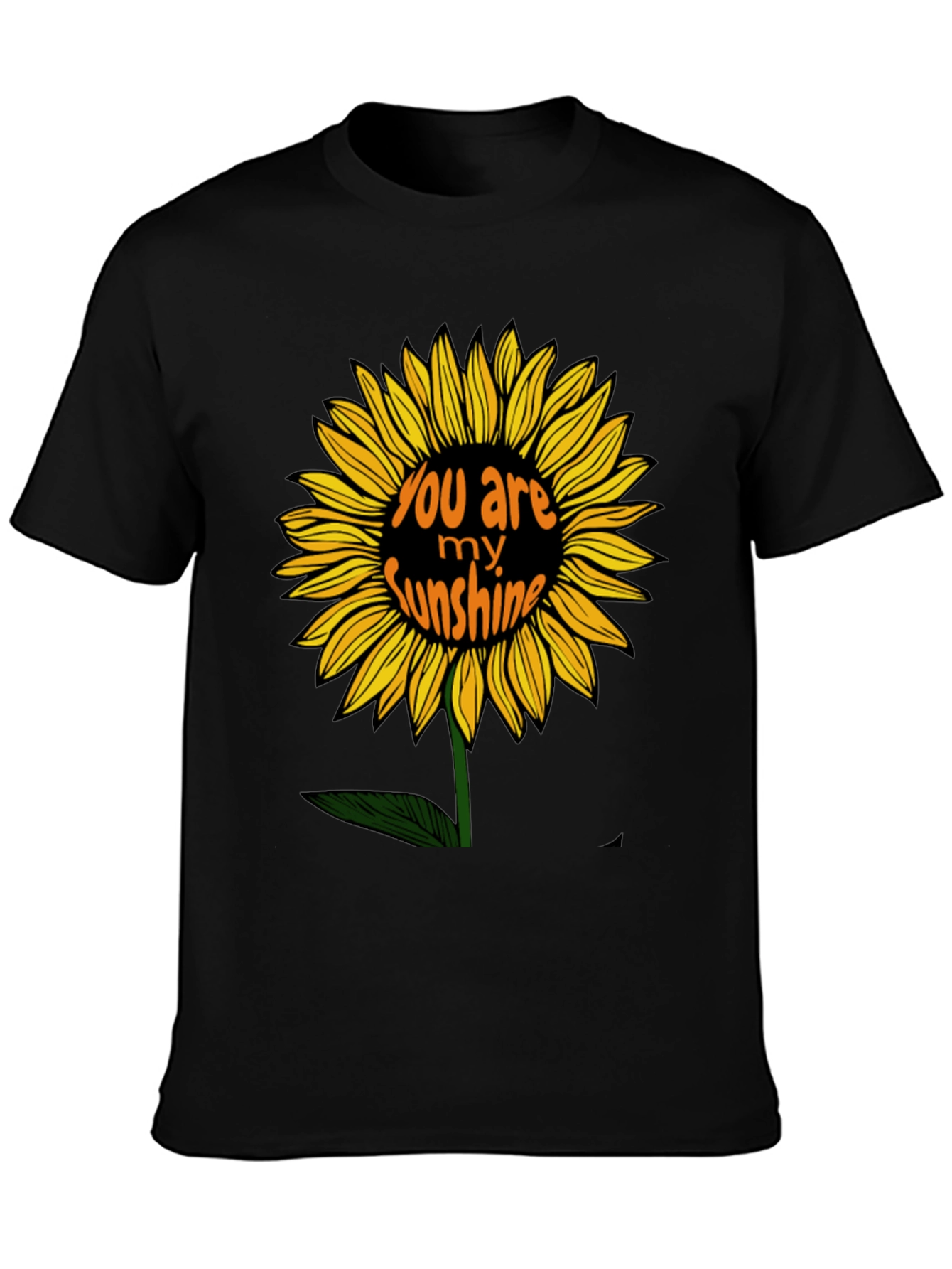 You Are My Sunshine Sunflower Black Graphic T-Shirt