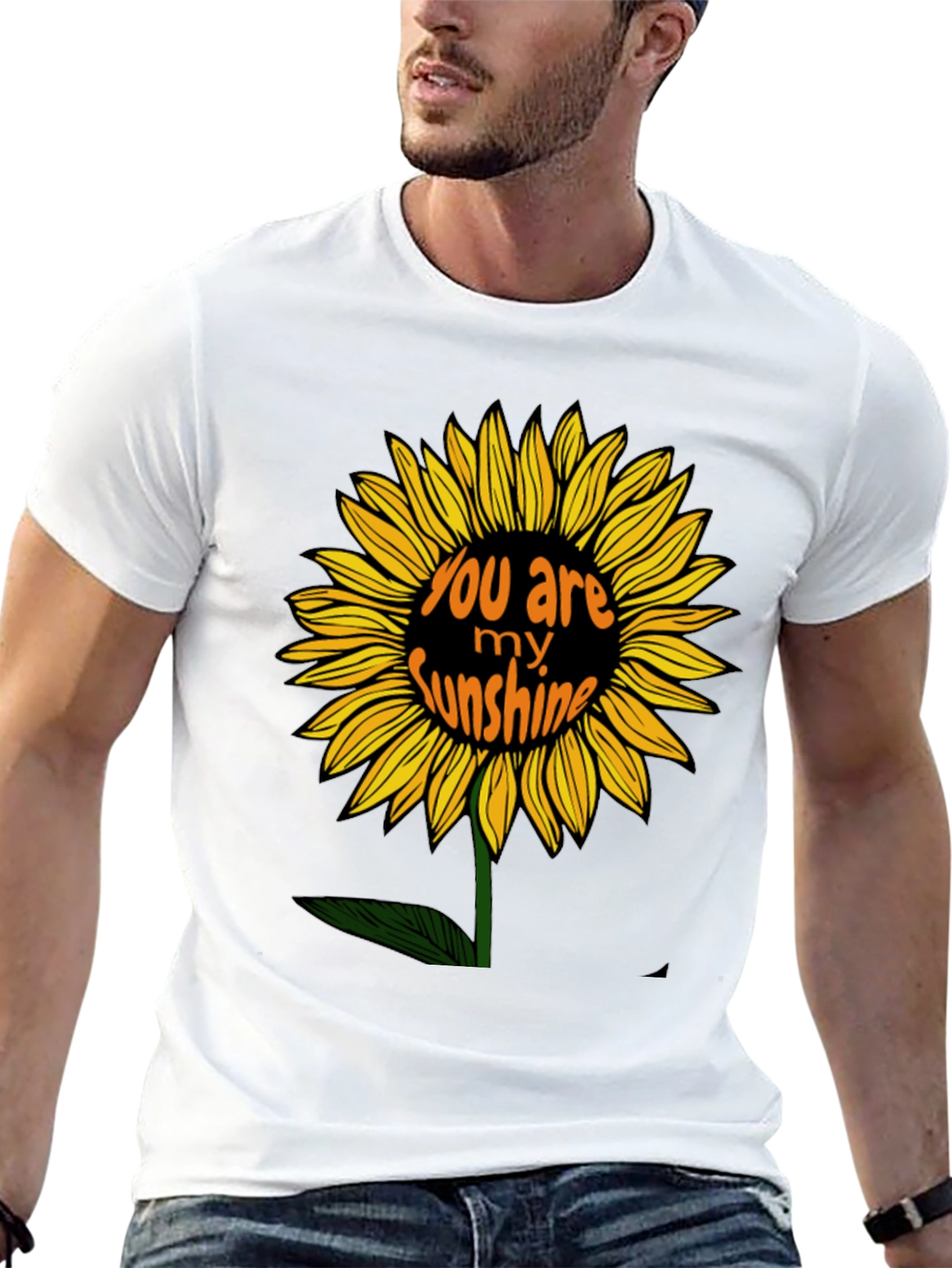 You Are My Sunshine Sunflower Black Graphic T-Shirt