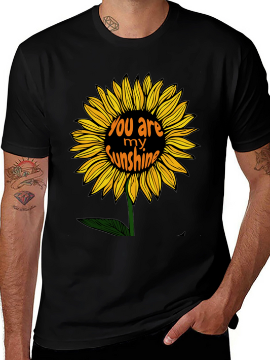 You Are My Sunshine Sunflower Black Graphic T-Shirt