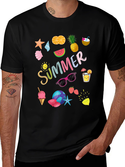 Summer Themed Graphic Print T-Shirt
