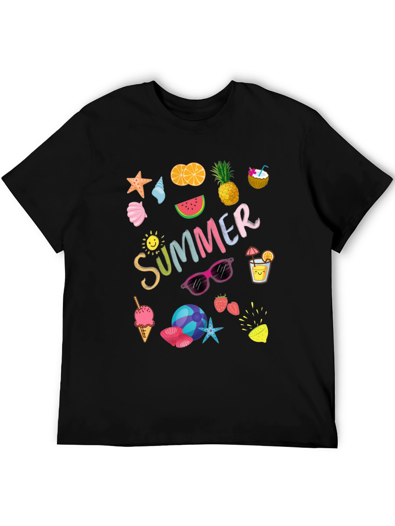 Summer Themed Graphic Print T-Shirt