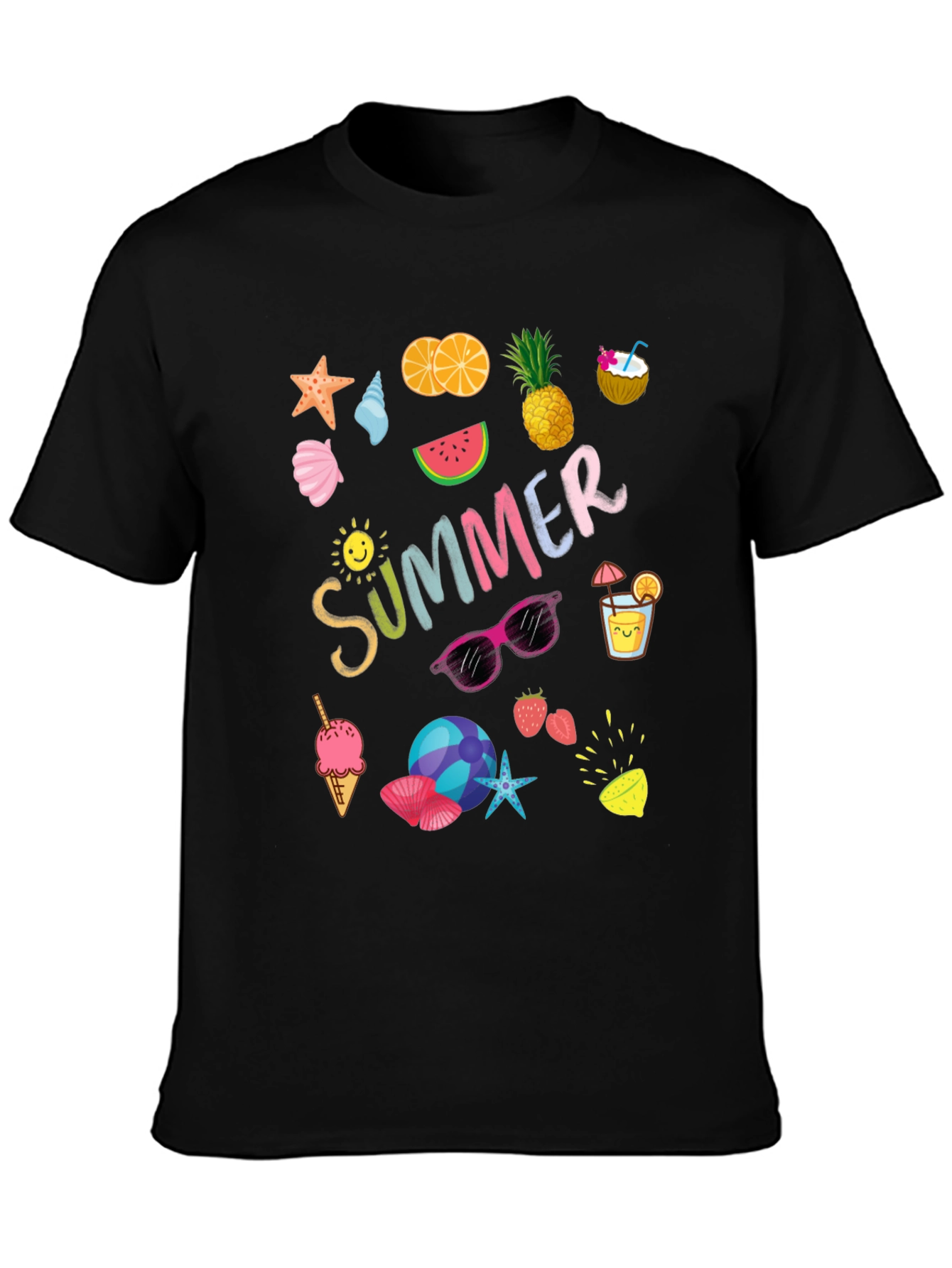 Summer Themed Graphic Print T-Shirt
