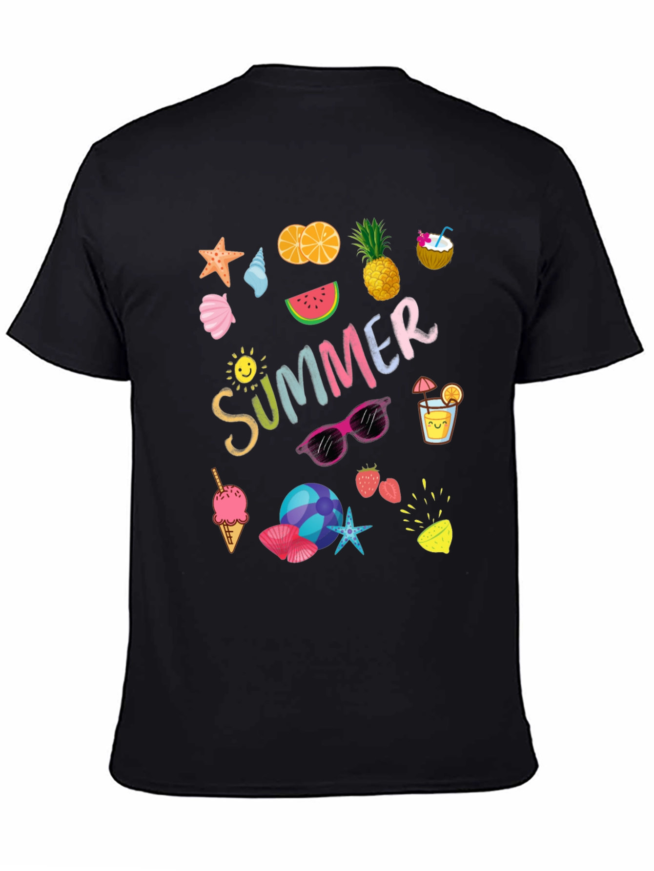 Summer Themed Graphic Print T-Shirt