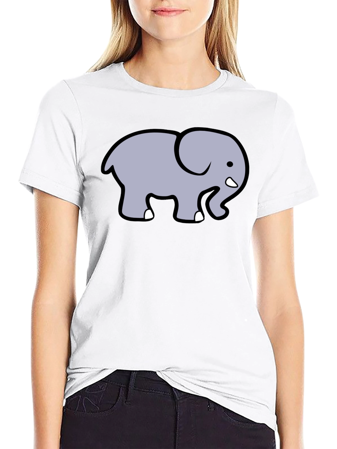 Cute Elephant Graphic T-Shirt - Black Cotton Tee