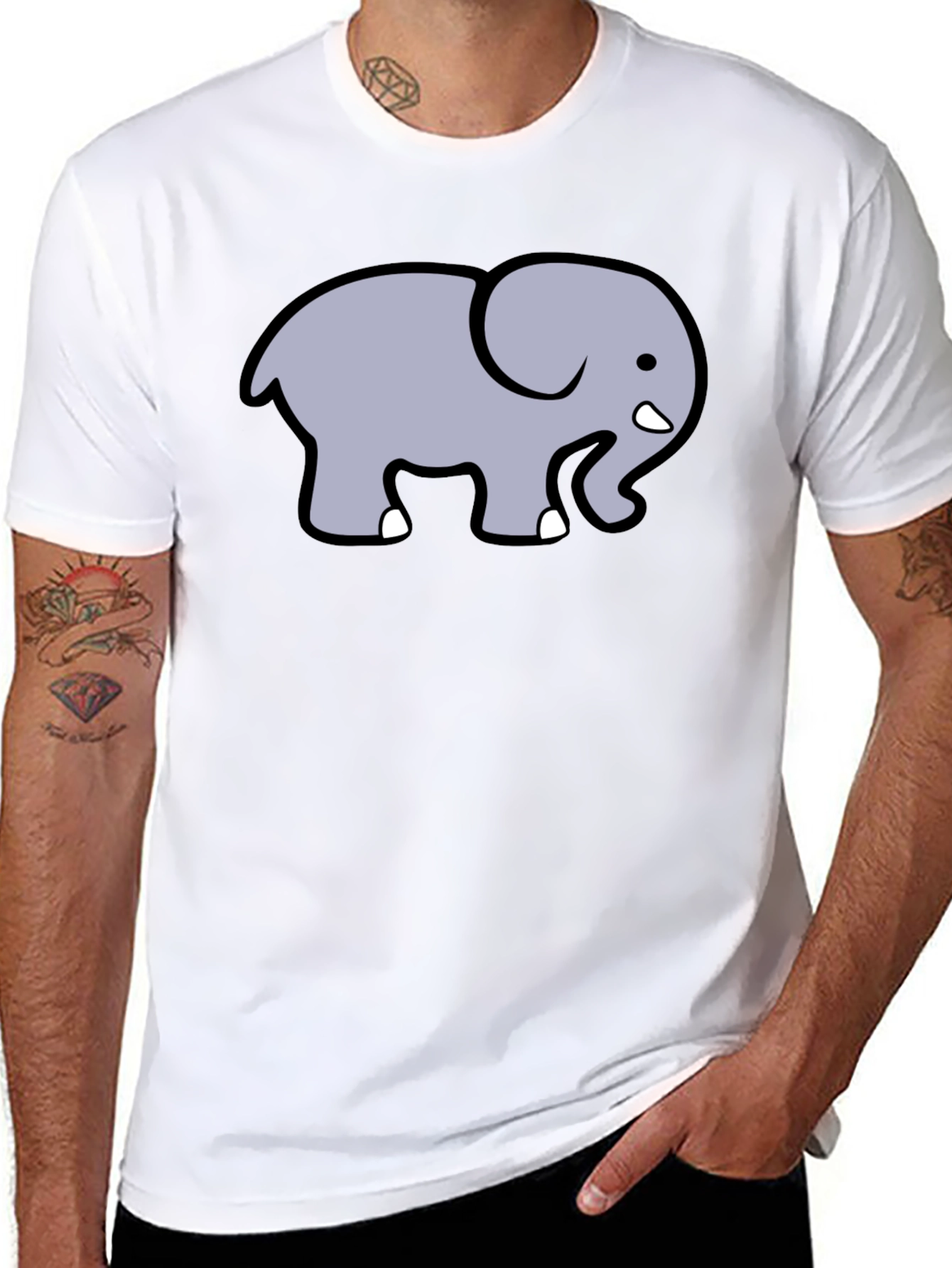Cute Elephant Graphic T-Shirt - Black Cotton Tee