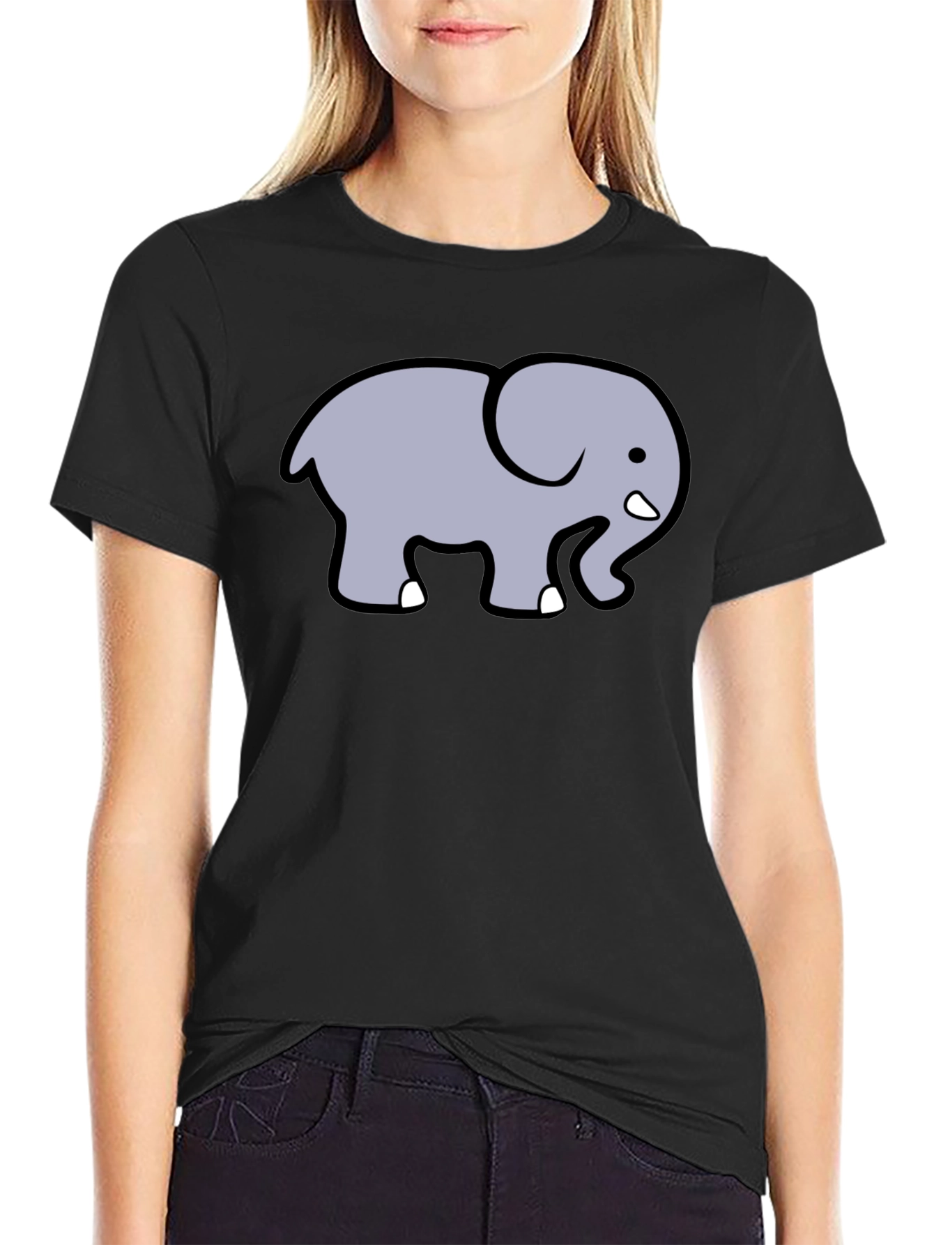 Cute Elephant Graphic T-Shirt - Black Cotton Tee