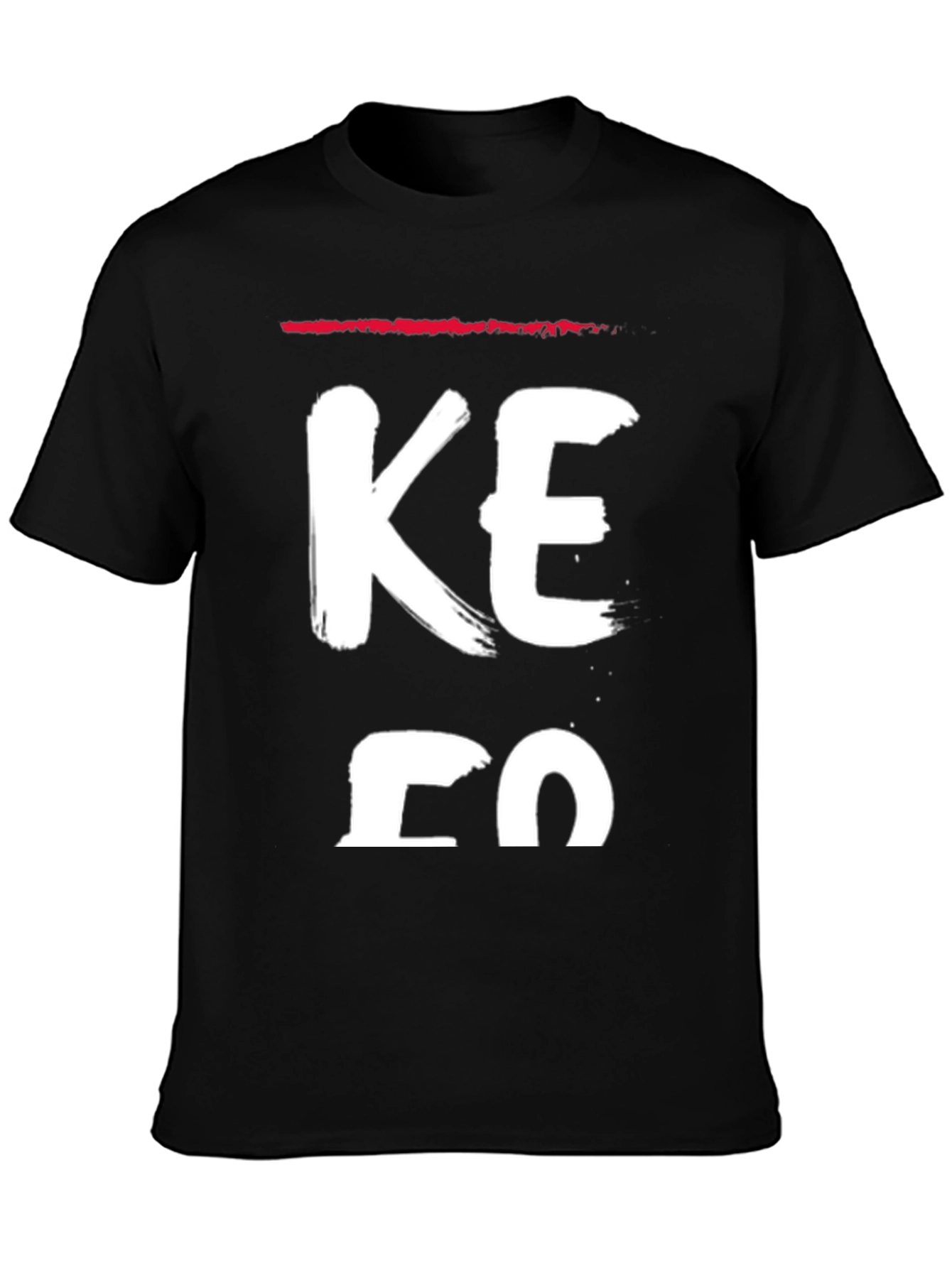 Mens Black Graphic T-Shirt - KE FO Bold Print