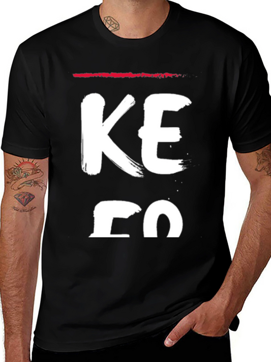 Mens Black Graphic T-Shirt - KE FO Bold Print