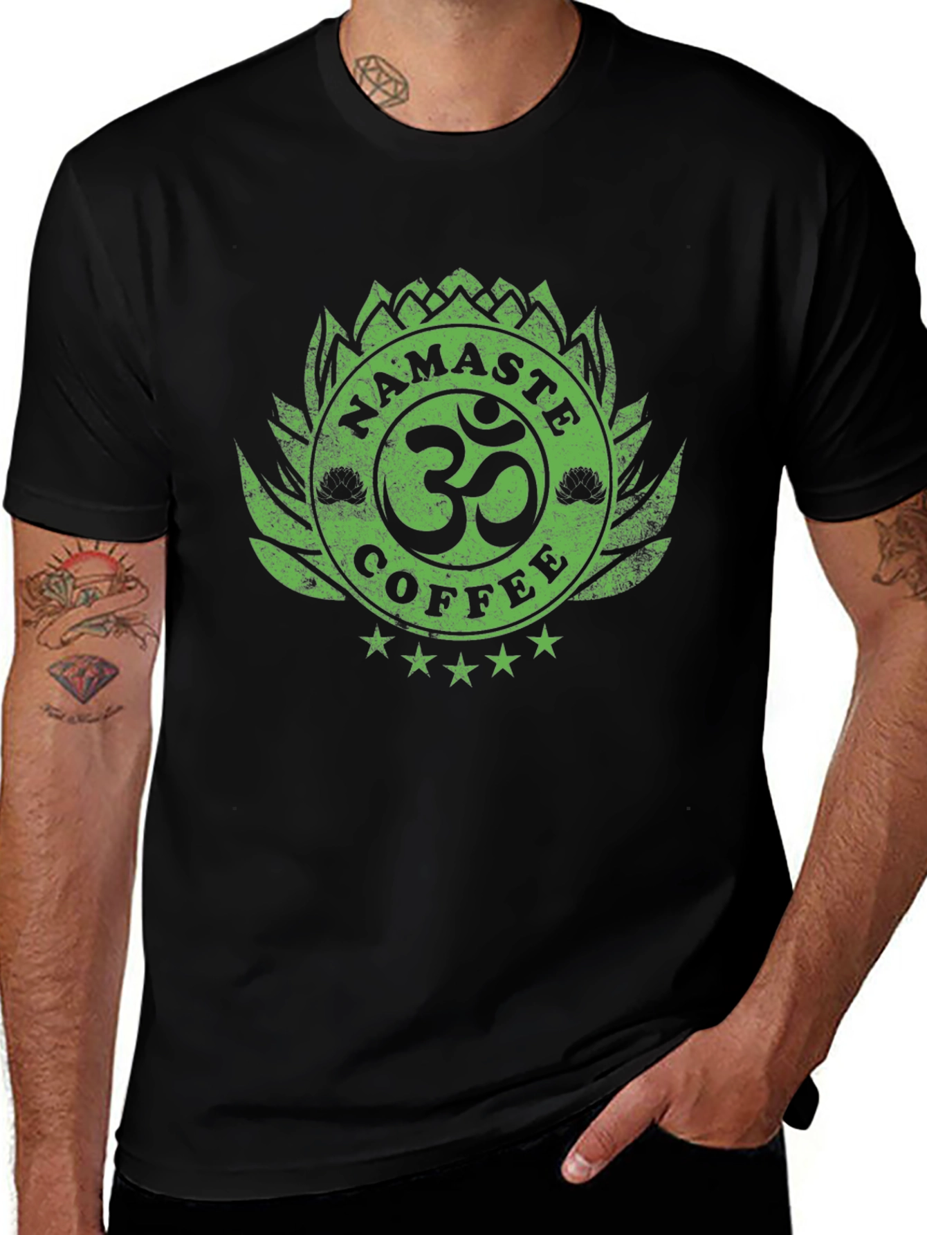 Namaste Coffee T-Shirt - Lotus OM Design