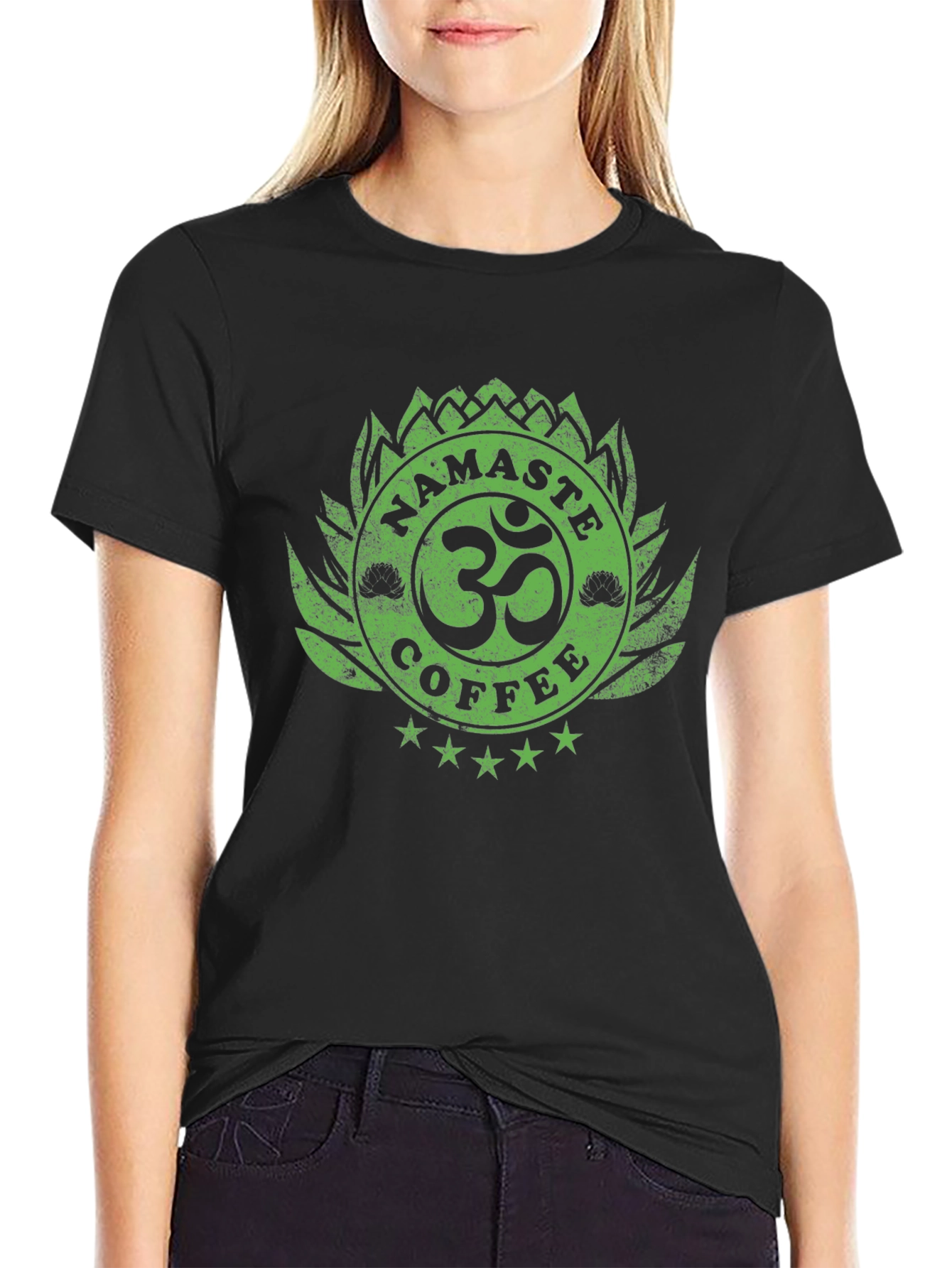 Namaste Coffee T-Shirt - Lotus OM Design