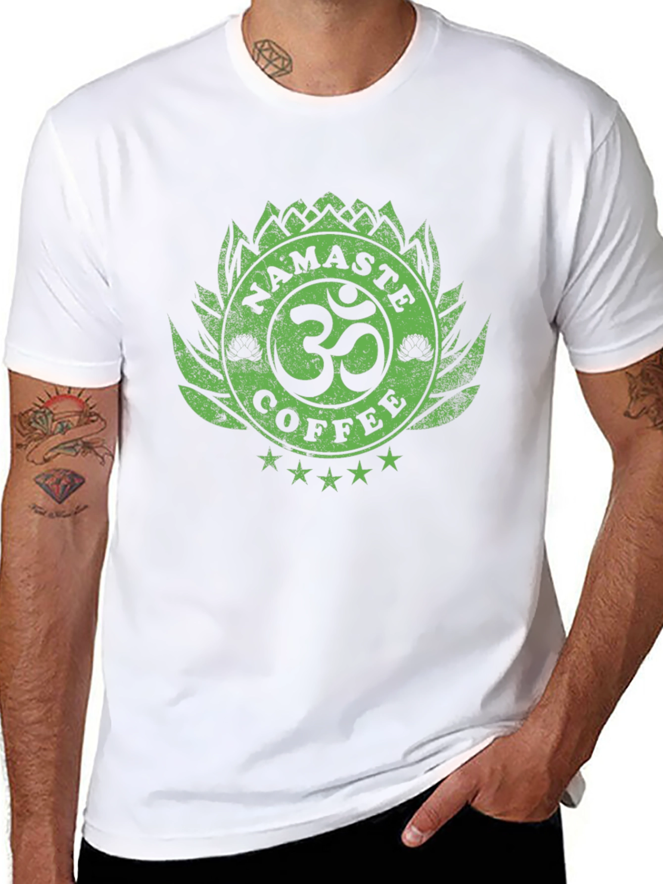 Namaste Coffee T-Shirt - Lotus OM Design