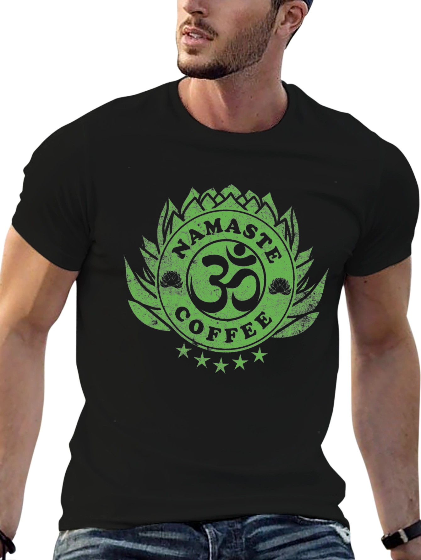 Namaste Coffee T-Shirt - Lotus OM Design
