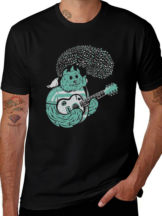 Monster Musician Graphic Tee - Black Cotton T-Shirt