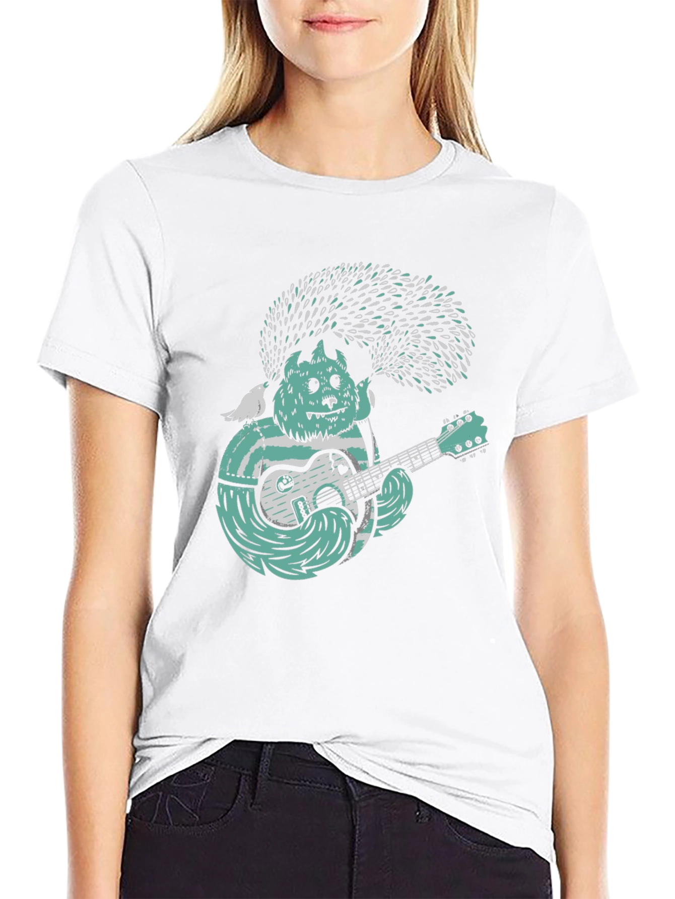 Monster Musician Graphic Tee - Black Cotton T-Shirt