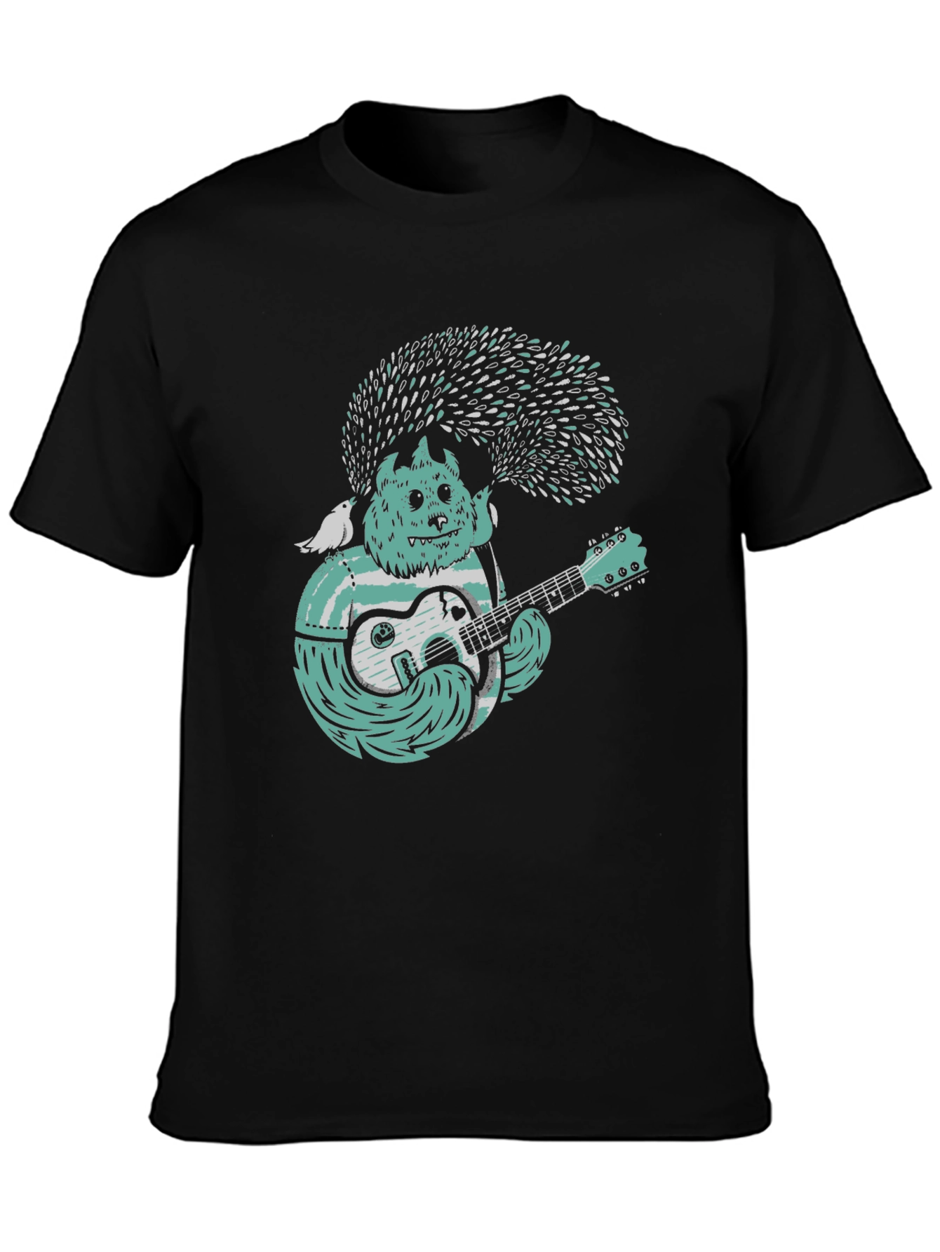 Monster Musician Graphic Tee - Black Cotton T-Shirt