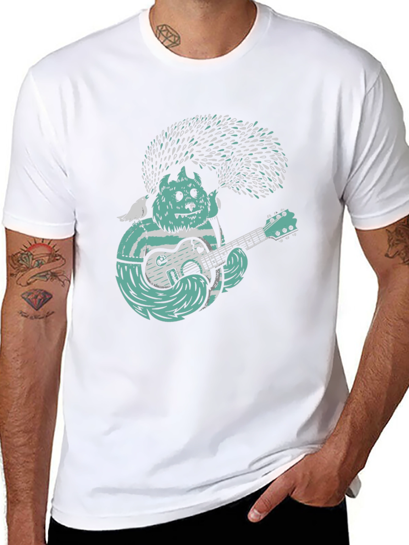 Monster Musician Graphic Tee - Black Cotton T-Shirt