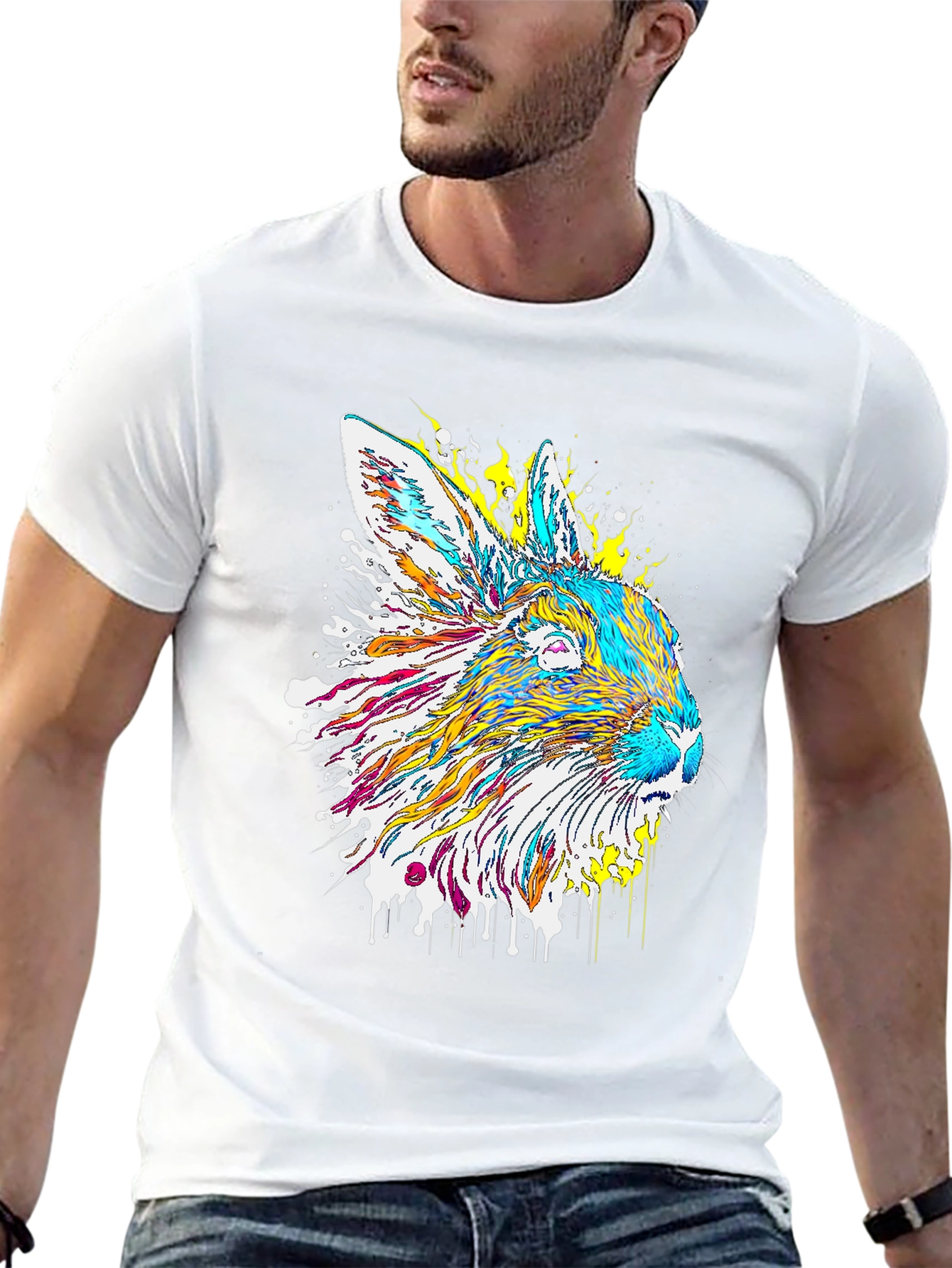 Psychedelic Rabbit Graphic T-Shirt