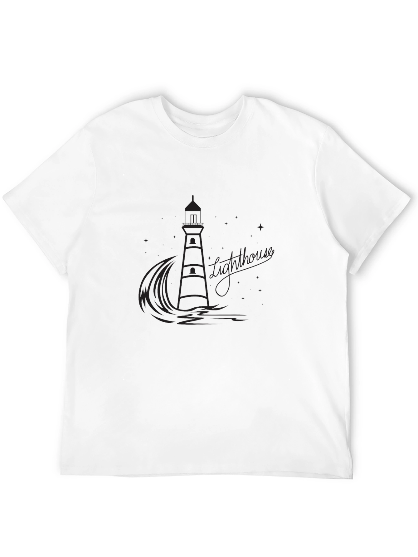 Mens Black Lighthouse Graphic Tee
