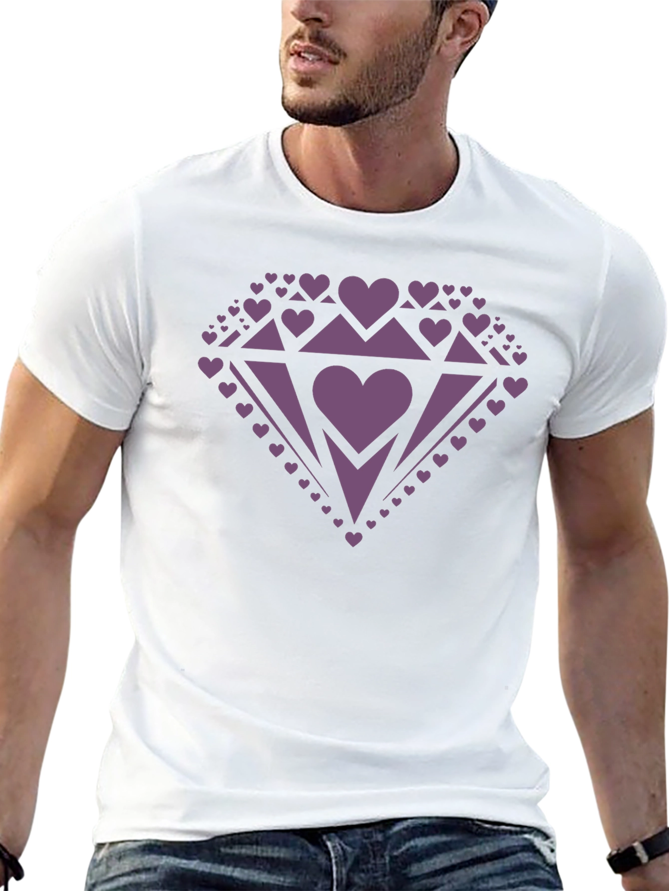 Heart Diamond Graphic Tee - Mens Black Casual Shirt