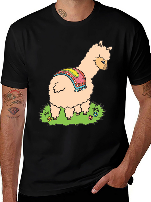 Llama Graphic Tee - Black Cotton T-Shirt