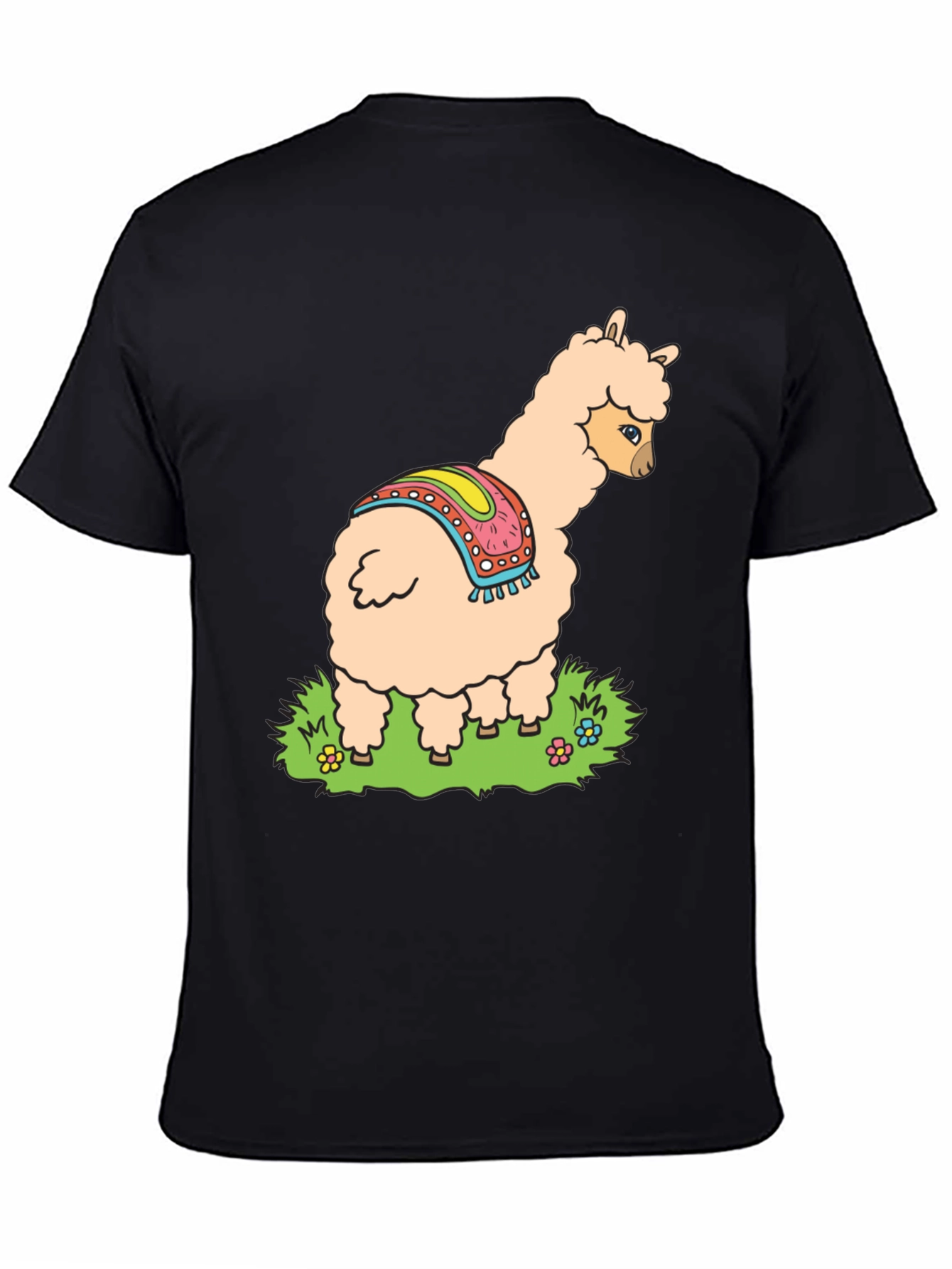 Llama Graphic Tee - Black Cotton T-Shirt