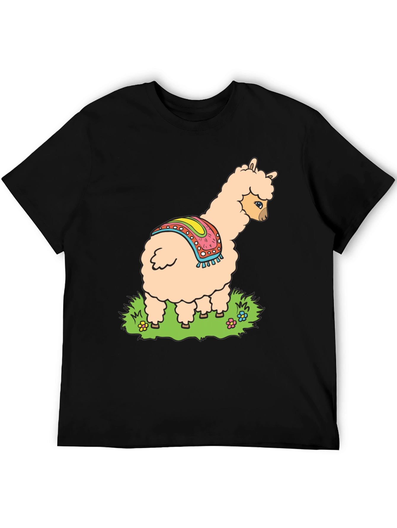 Llama Graphic Tee - Black Cotton T-Shirt