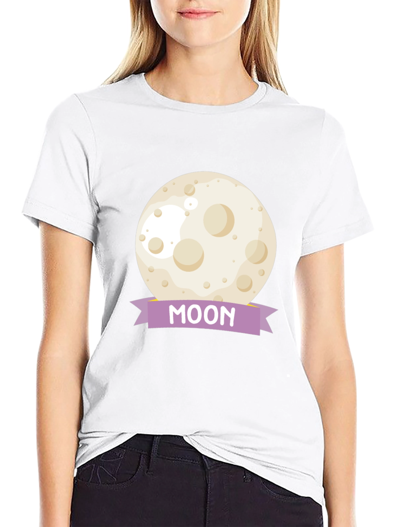 Moon Graphic Tee - Black Cotton Casual T-Shirt