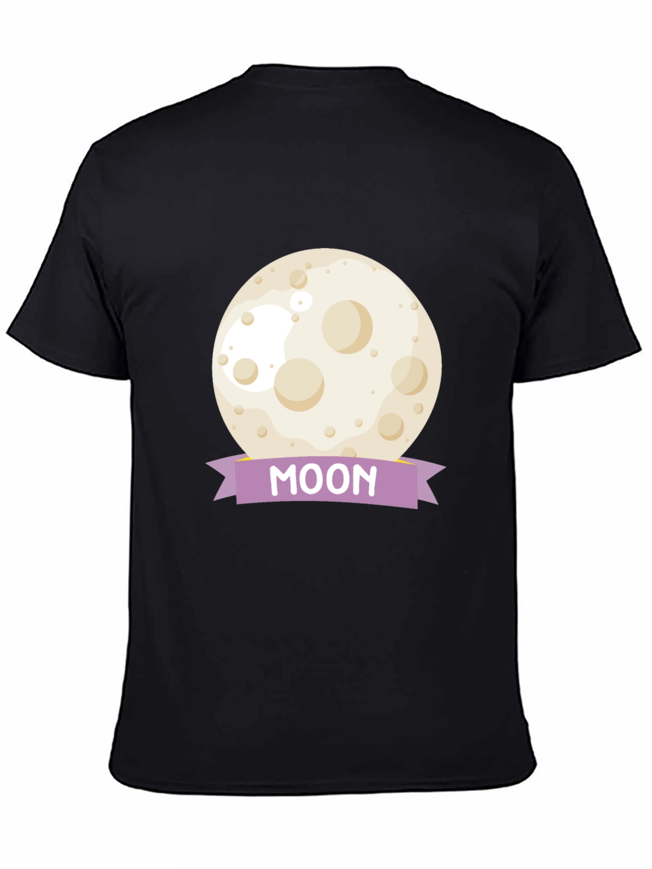 Moon Graphic Tee - Black Cotton Casual T-Shirt