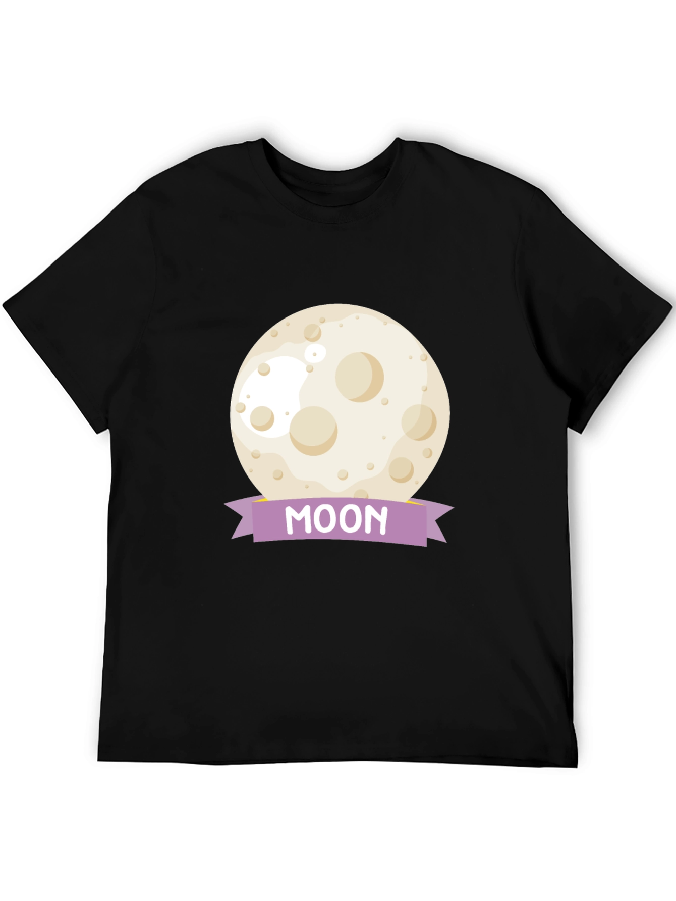 Moon Graphic Tee - Black Cotton Casual T-Shirt